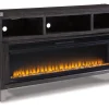 Mor Furniture Todoe Fireplace Console W/ Insert In Gray