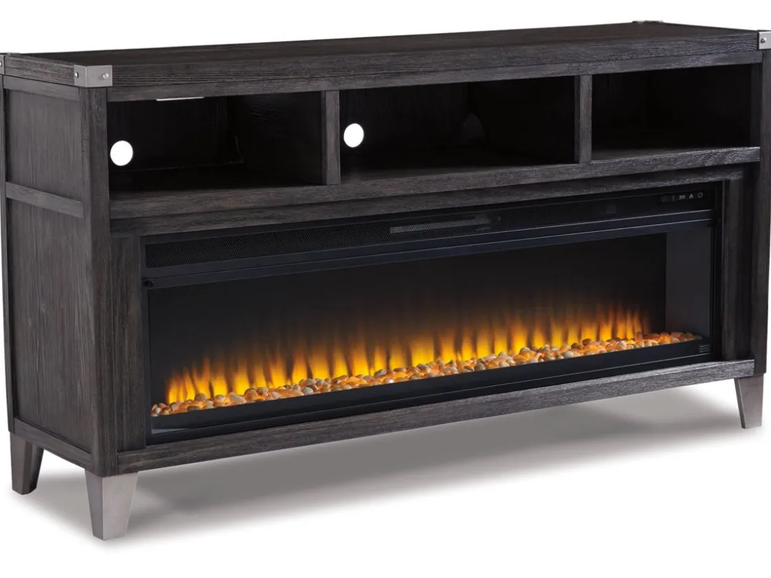 Mor Furniture Todoe Fireplace Console W/ Insert In Gray