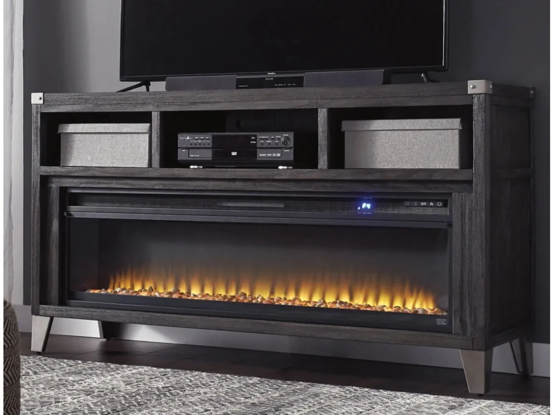 Mor Furniture Todoe Fireplace Console W/ Insert In Gray