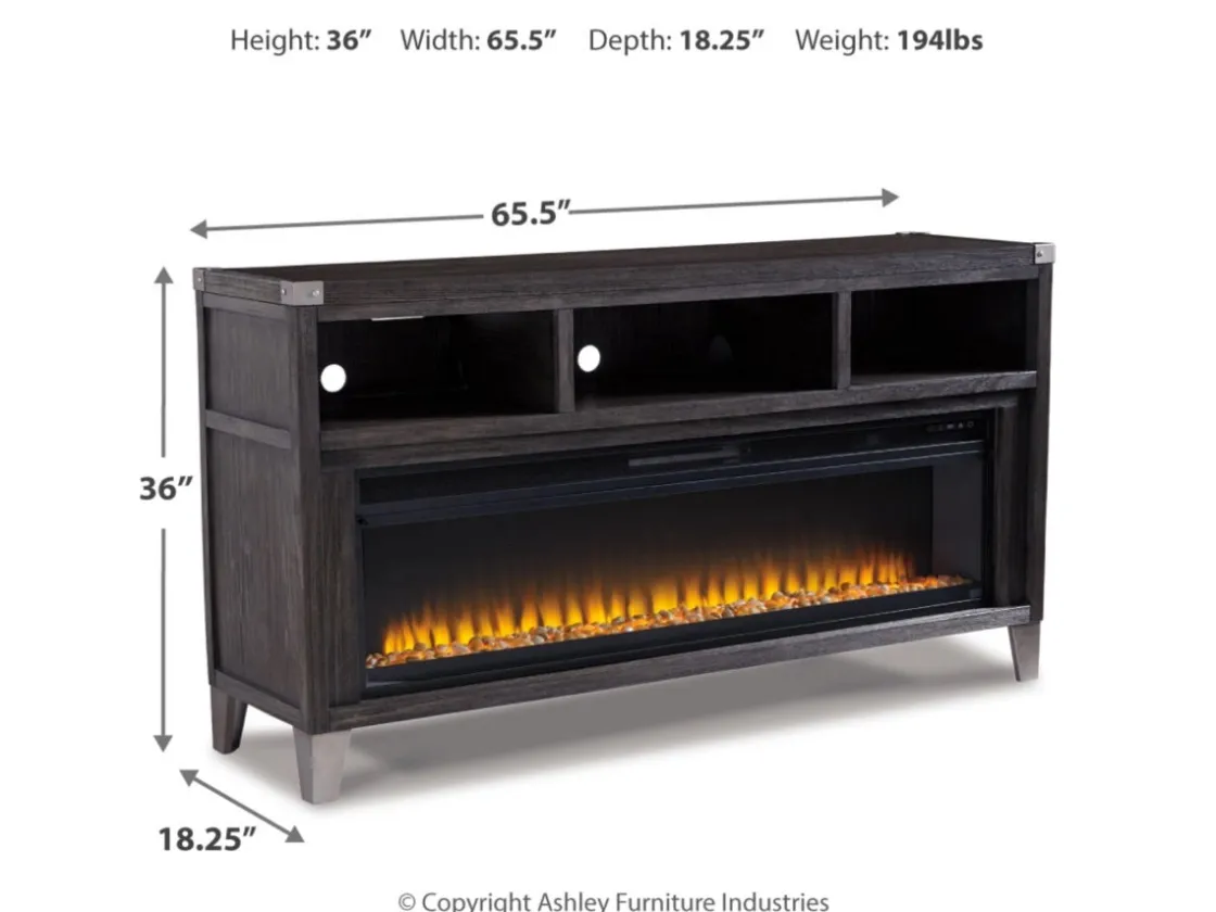 Mor Furniture Todoe Fireplace Console W/ Insert In Gray