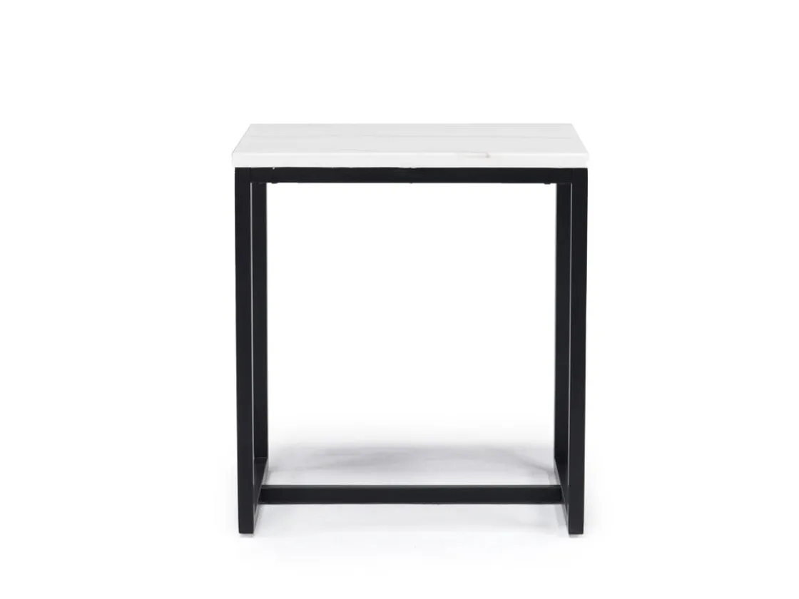 Mor Furniture Torin End Table In White Marble/Black