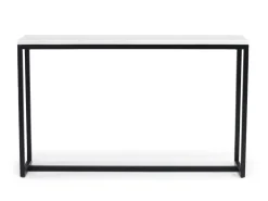 Mor Furniture Torin Sofa Table In White Marble/Black