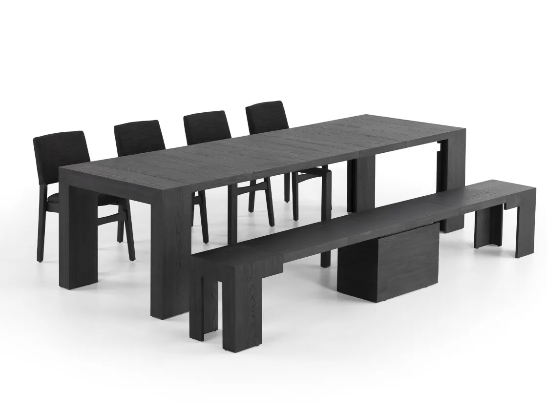 Mor Furniture Transformer Extendable Dining Table, 4 Chairs & Bench In Scandinavian Oak