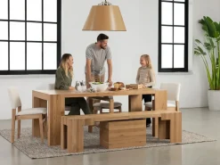 Mor Furniture Transformer Extendable Dining Table, 4 Chairs & Bench In Scandinavian Oak