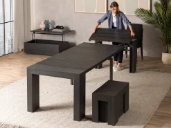 Mor Furniture Transformer Extendable Dining Table, 4 Chairs & Bench In Scandinavian Oak
