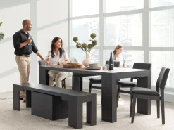 Mor Furniture Transformer Extendable Dining Table, 4 Chairs & Bench In Scandinavian Oak