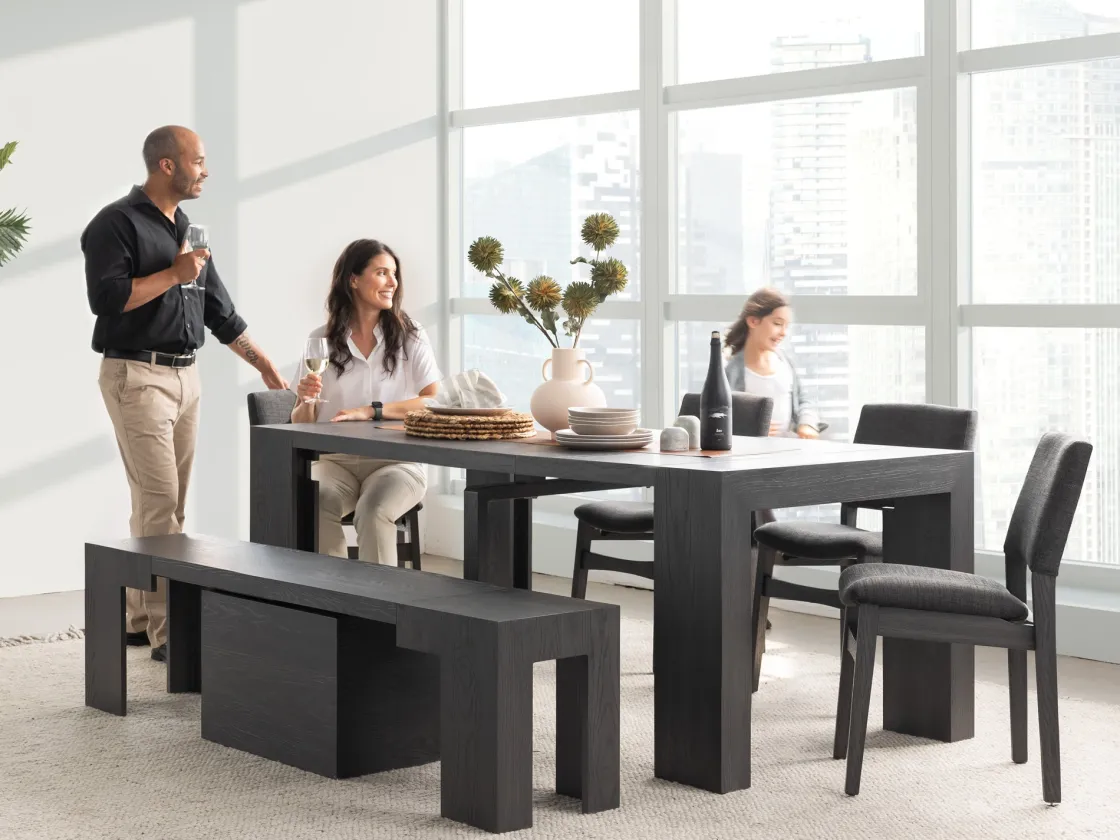 Mor Furniture Transformer Extendable Dining Table, 4 Chairs & Bench In Scandinavian Oak