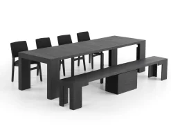 Mor Furniture Transformer Round Extendable Dining Bench In Smoked Hickory Dark Gray