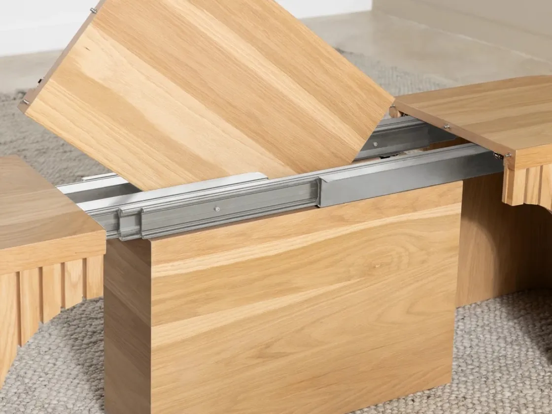 Mor Furniture Transformer Round Extendable Dining Bench In Smoked Hickory Dark Gray