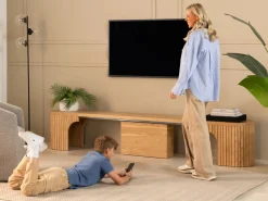 Mor Furniture Transformer Round Extendable Dining Bench In Smoked Hickory Dark Gray