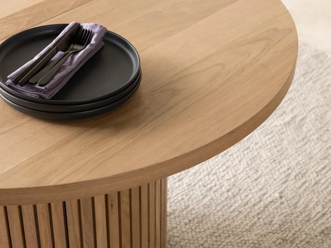 Mor Furniture Transformer Round Extendable Dining Table In Scandinavian Oak