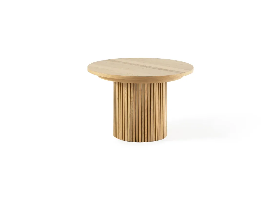 Mor Furniture Transformer Round Extendable Dining Table, 4 Chairs & Bench In Scandinavian Oak