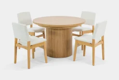 Mor Furniture Transformer Round Extendable Dining Table & 4 Chairs In Scandinavian Oak