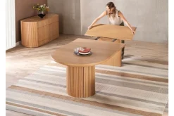 Mor Furniture Transformer Round Extendable Dining Table & 4 Chairs In Scandinavian Oak