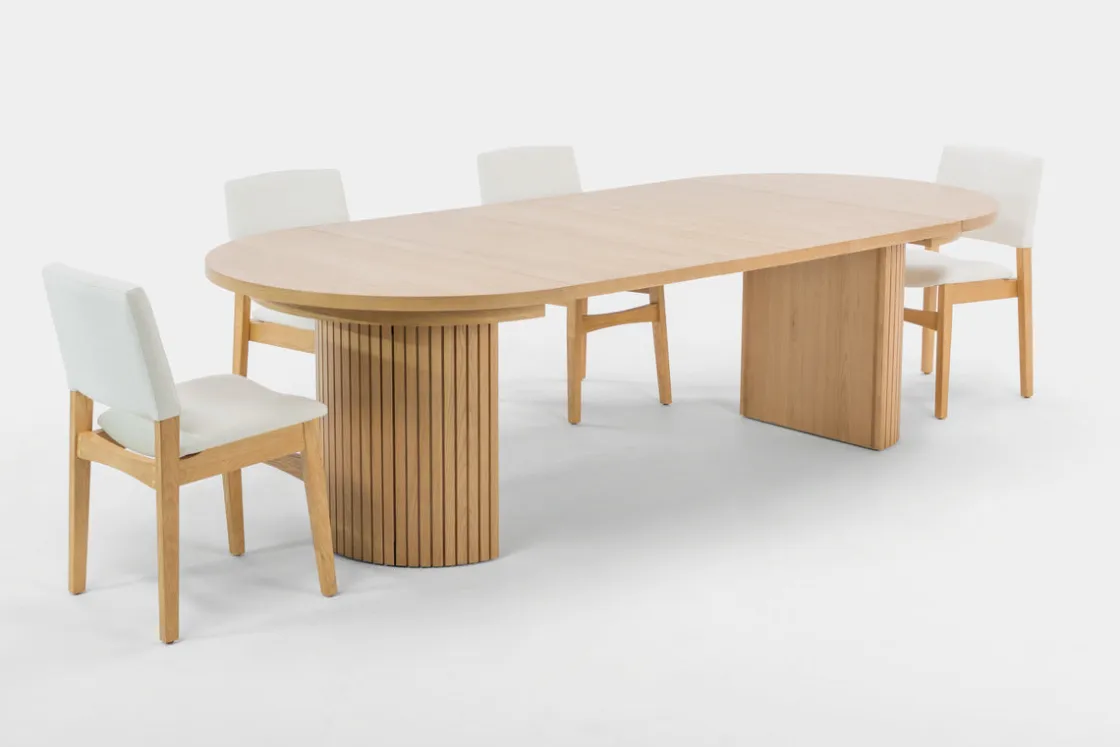 Mor Furniture Transformer Round Extendable Dining Table & 4 Chairs In Scandinavian Oak