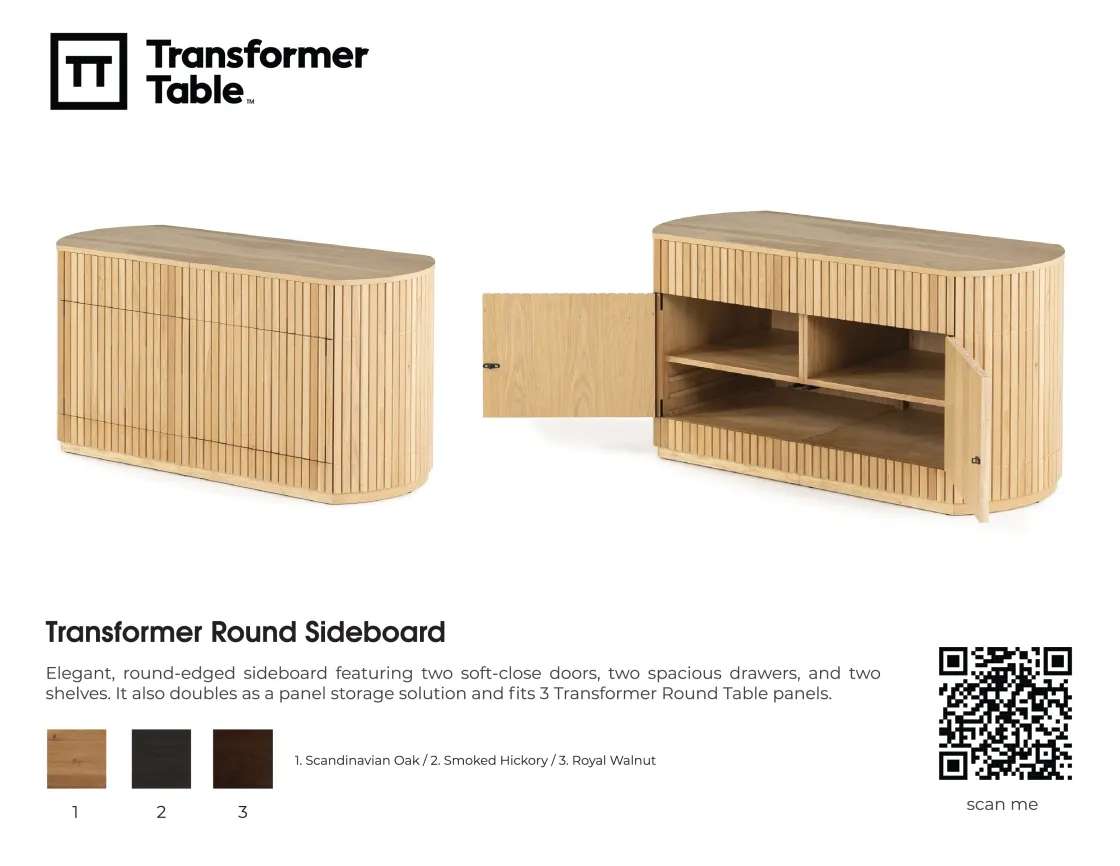 Mor Furniture Transformer Round Server In Scandinavian Oak