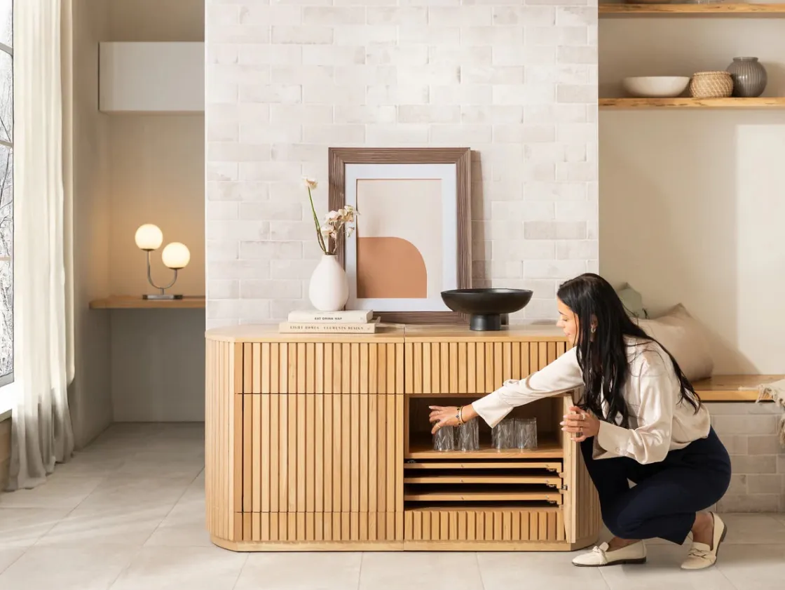 Mor Furniture Transformer Round Server In Scandinavian Oak