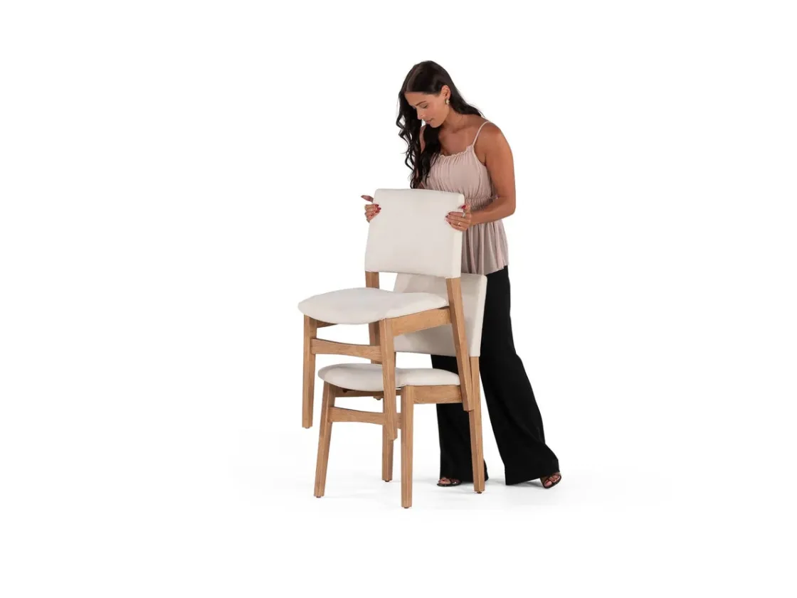 Mor Furniture Transformer Stackable Side Chair In Scandinavian Oak & Creamy