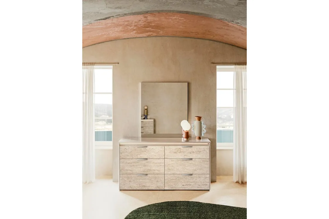 Mor Furniture Tullia Dresser W/ Lights In Pearl Line/Eco Stone