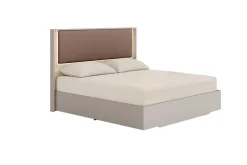 Mor Furniture Tullia Upholstered Panel Bed In Pearl Line/Eco Stone, Queen