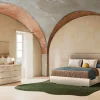 Mor Furniture Tullia Upholstered Panel Bed, Dresser, Mirror & Nightstand In Pearl Line/Eco Stone, Queen