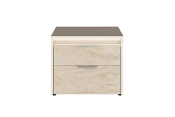 Mor Furniture Tullia Upholstered Panel Bed, Dresser, Mirror & Nightstand In Pearl Line/Eco Stone, Queen