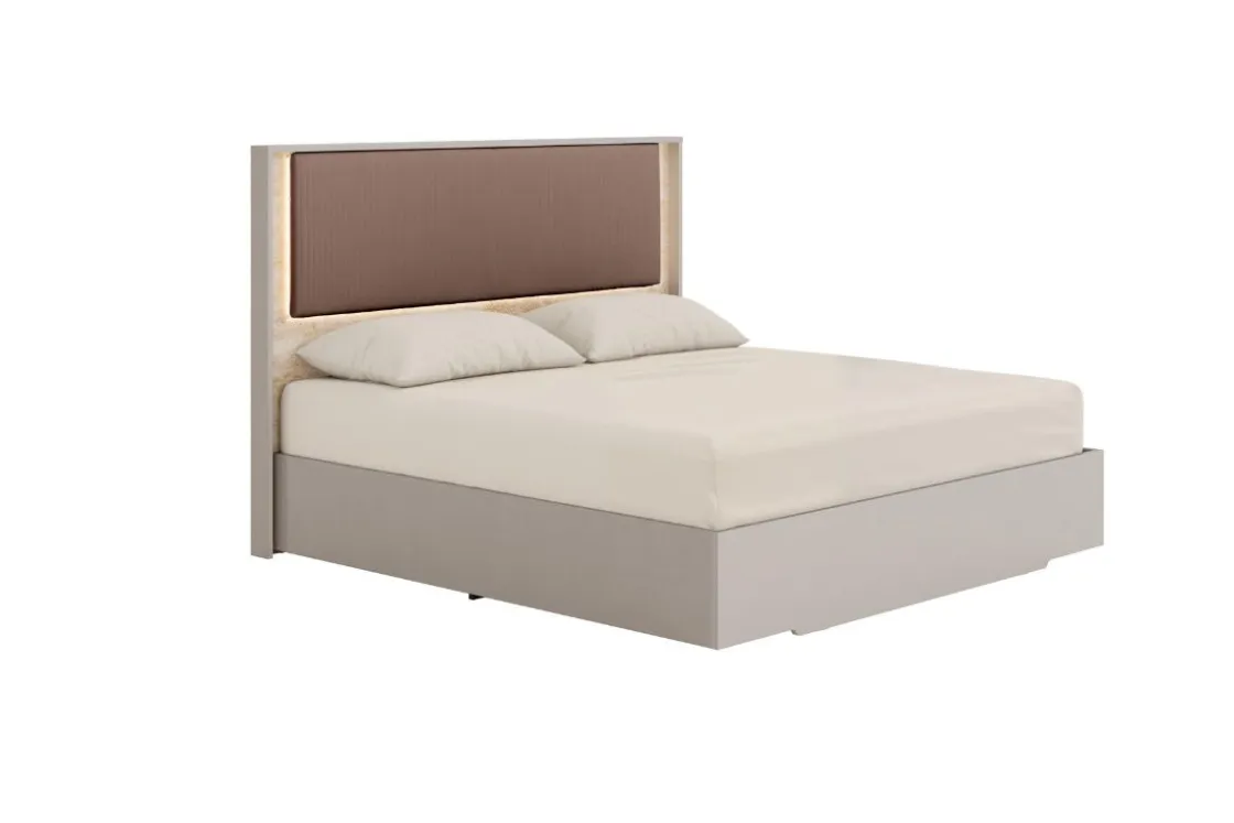 Mor Furniture Tullia Upholstered Panel Bed, Dresser, Mirror & Nightstand In Pearl Line/Eco Stone, Queen