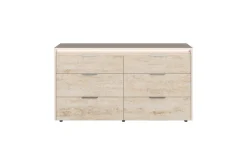 Mor Furniture Tullia Upholstered Panel Bed, Dresser, Mirror & Nightstand In Pearl Line/Eco Stone, Queen