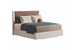 Mor Furniture Tullia Upholstered Panel Bed W/ Storage In Pearl Line/Eco Stone, Queen