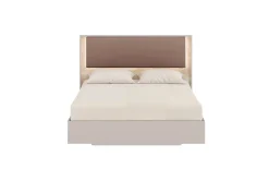 Mor Furniture Tullia Upholstered Panel Bed W/ Storage In Pearl Line/Eco Stone, Queen