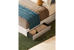 Mor Furniture Tullia Upholstered Panel Bed W/ Storage In Pearl Line/Eco Stone, Queen