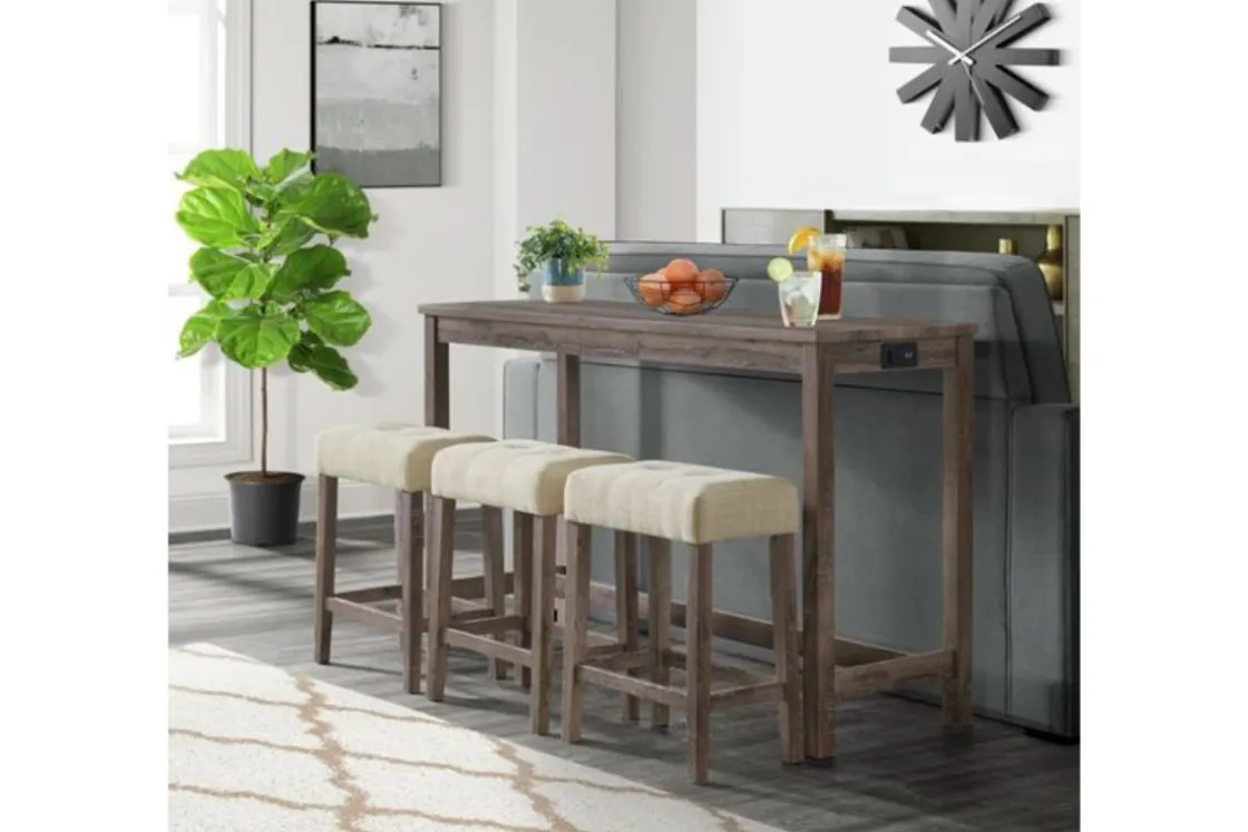 Mor Furniture Turner Counter Height Sofa Bar Table W/ 3 Stools In Gray