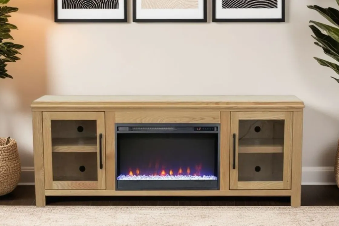 Mor Furniture Tybee Fireplace Console In Black, 85 Inch