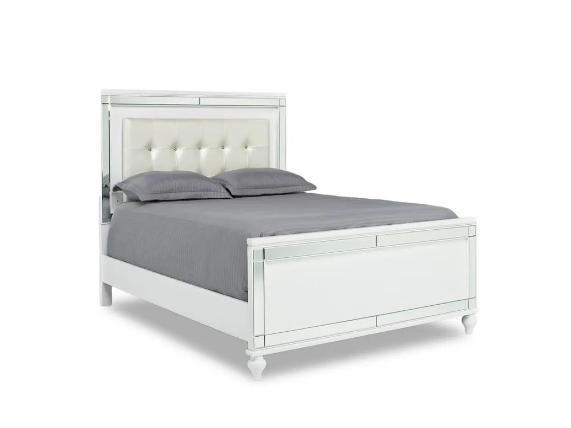 Mor Furniture Valentino Panel Bed, Dresser, Mirror & Nightstand In Silver, Twin