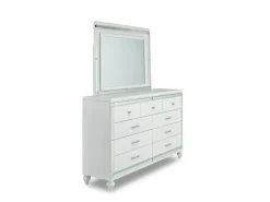 Mor Furniture Valentino Panel Bed, Dresser, Mirror & Nightstand In Silver, Twin