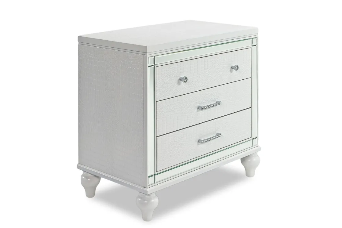 Mor Furniture Valentino Panel Bed, Dresser, Mirror & Nightstand In Silver, Twin