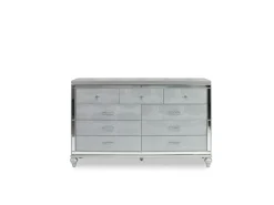 Mor Furniture Valentino Panel Bed, Dresser, Mirror & Nightstand In Silver, Twin