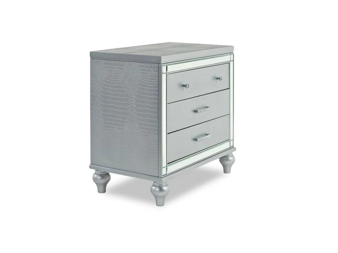 Mor Furniture Valentino Panel Bed, Dresser, Mirror & Nightstand In Silver, Twin