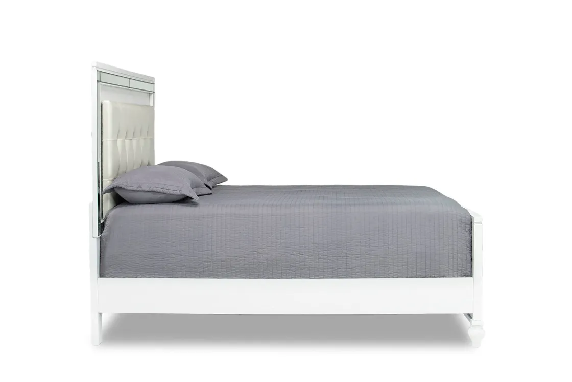 Mor Furniture Valentino Panel Bed In White, Twin