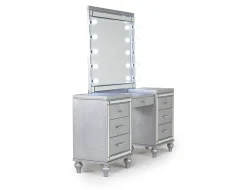 Mor Furniture Valentino Vanity & Mirror In Silver