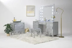 Mor Furniture Valentino Vanity & Mirror In Silver
