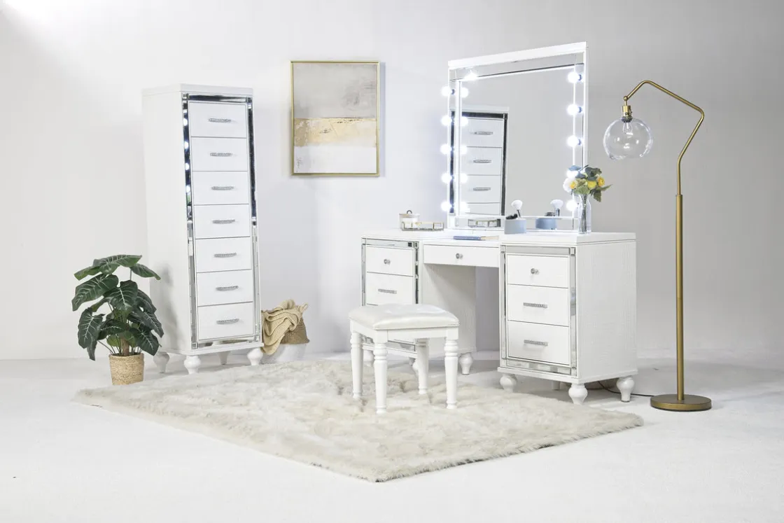 Mor Furniture Valentino Vanity & Mirror In Silver