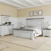 Mor Furniture Valley Ridge Panel Bed, Dresser, Mirror & Nightstand In White Gray Finish, Queen