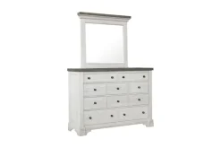 Mor Furniture Valley Ridge Panel Bed, Dresser, Mirror & Nightstand In White Gray Finish, Queen