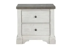 Mor Furniture Valley Ridge Panel Bed, Dresser, Mirror & Nightstand In White Gray Finish, Queen