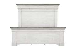 Mor Furniture Valley Ridge Panel Bed, Dresser, Mirror & Nightstand In White Gray Finish, Queen