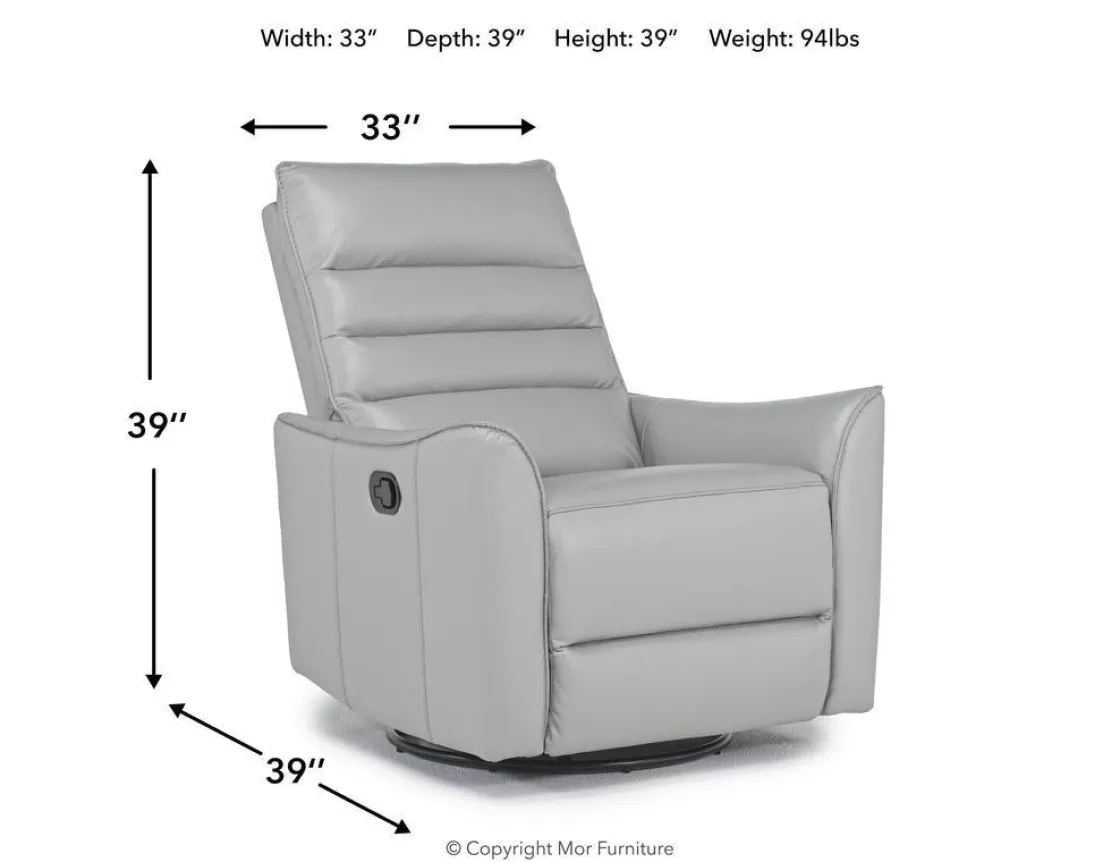 Mor Furniture Vasco Recliner In Dallas Light Gray Leather