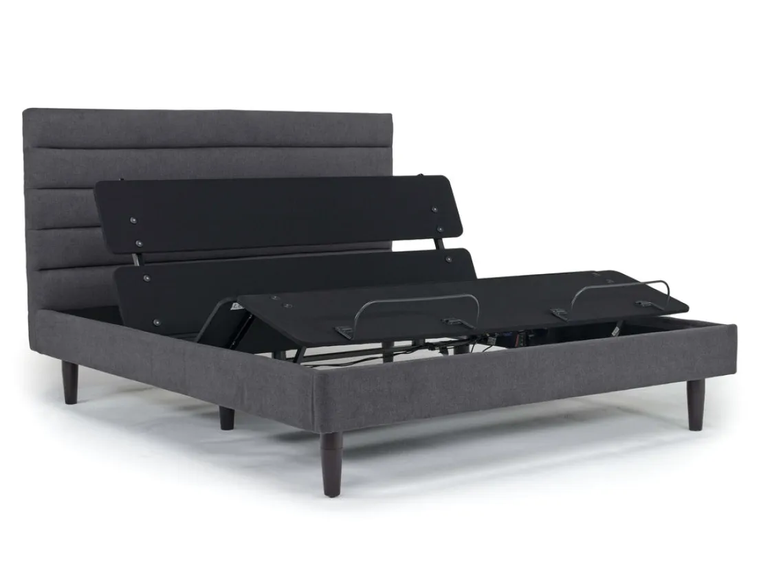 Mor Furniture Vista Upholstered Adjustable Foundation Bed In Charcoal, Full