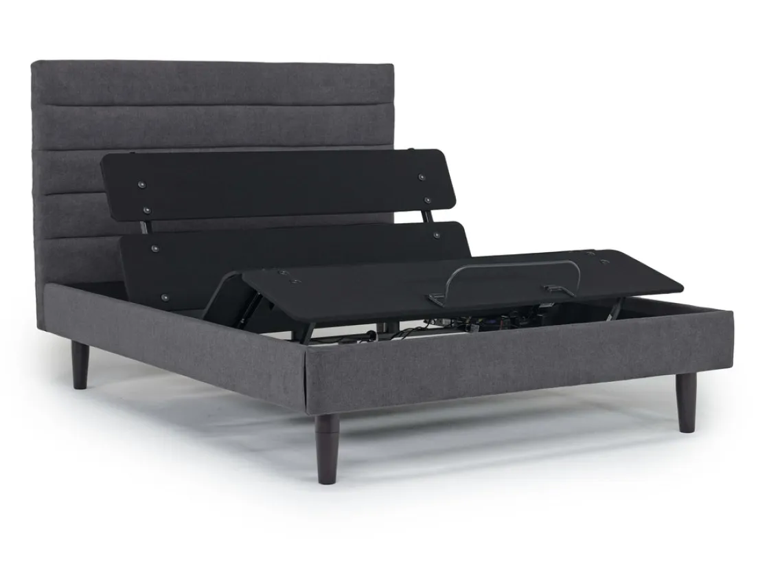 Mor Furniture Vista Upholstered Adjustable Foundation Bed In Charcoal, Full
