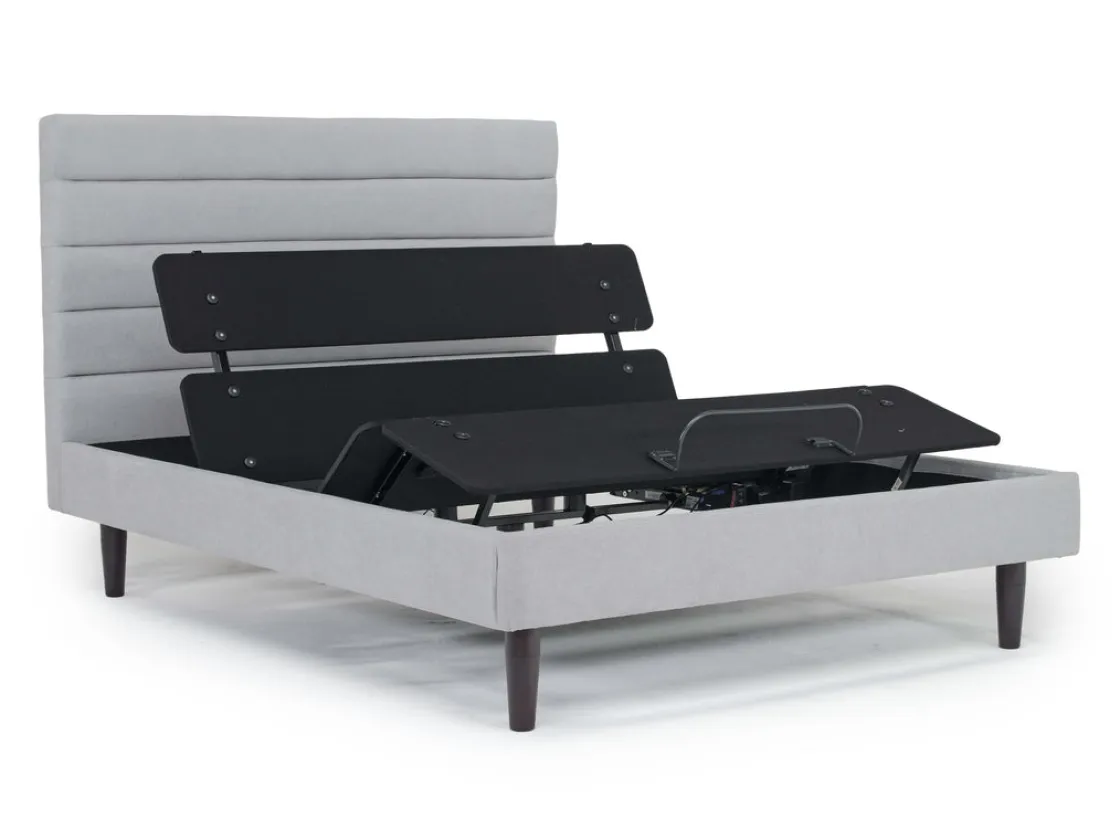Mor Furniture Vista Upholstered Adjustable Foundation Bed In Charcoal, Full